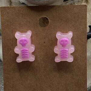 Scummy Bear Pink Skeleton Earrings